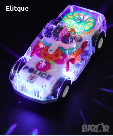 Музикална и светеща, прозрачна, полицейска кола играчка за деца, снимка 8 - Коли, камиони, мотори, писти - 52905562