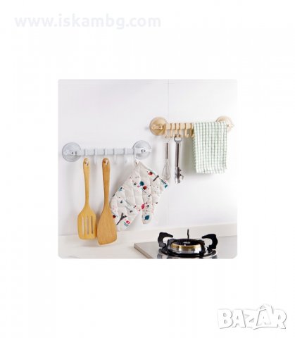 СТЕННА ЗАКАЧАЛКА С 6 БР. ПОДВИЖНИ КУКИ ЗА БАНЯ ИЛИ КУХНЯ - код 2087, снимка 3 - Други стоки за дома - 33950423