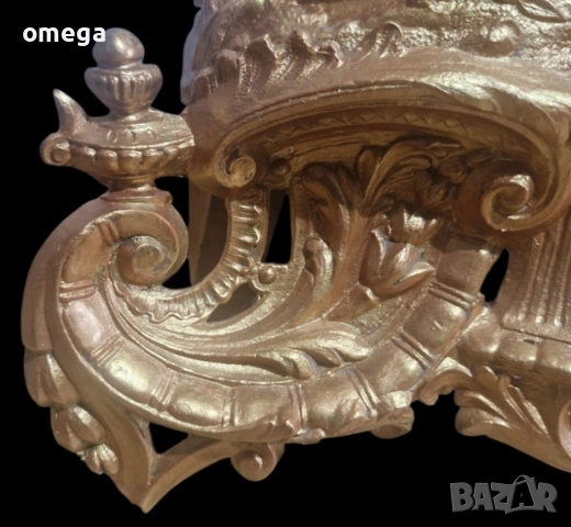 Френски Позлатен Каминен Часовник , снимка 3 - Антикварни и старинни предмети - 53431204