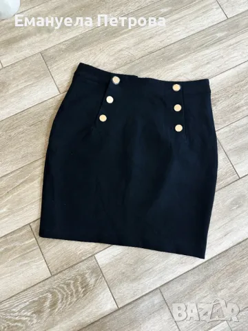 Дамска официална пола HM - черна + златни копчета (декорация), снимка 3 - Поли - 48065536