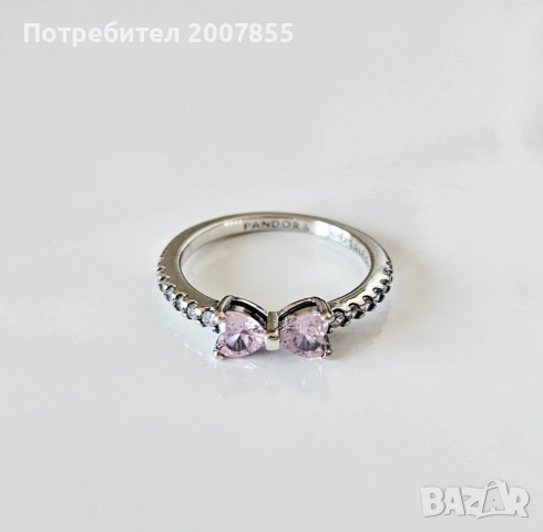 Сребърен пръстен Pandora с панделка , снимка 3 - Пръстени - 53790629