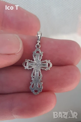 сребърен кръст, снимка 2 - Колиета, медальони, синджири - 50838296