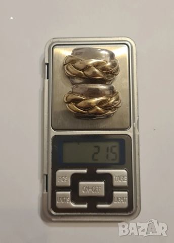 Винтидж обеци YAACOV HELLER от сребро 925 и злато с ярък дизайн, снимка 3 - Обеци - 52923829