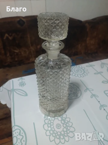 Антикварна стъклена бутилка (декантер) за твърд алкохол , снимка 1