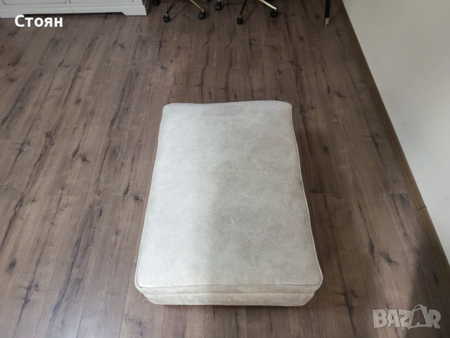 Кремава табурека от плат с функция ракла, снимка 4 - Дивани и мека мебел - 53699326
