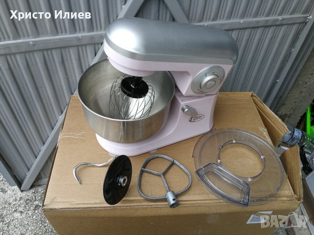 Кухненски робот Планетарен миксер 5L купа с три бъркалки Розов, снимка 10 - Миксери - 42324382