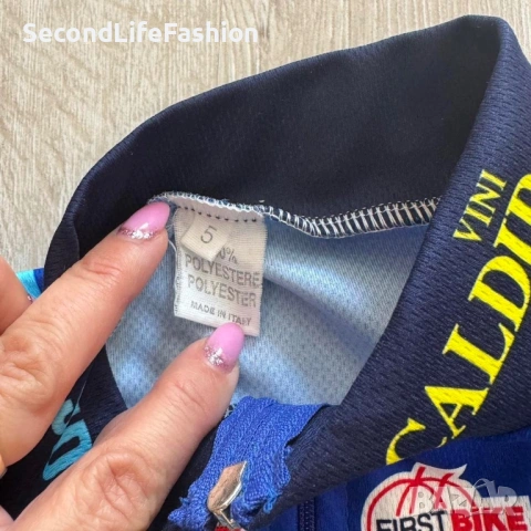 Винтидж колоездачна фланелка Vini Caldirola Cidermec Nalini, мъжка Вело тениска размер L, снимка 3 - Спортни дрехи, екипи - 53278575