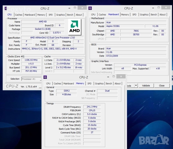 Лаптоп Acer Aspire 5538G 15,6" AMD X2 Dual-Core L310, 4 GB RAM, Radeon HD 4330, снимка 6 - Лаптопи за дома - 52617253