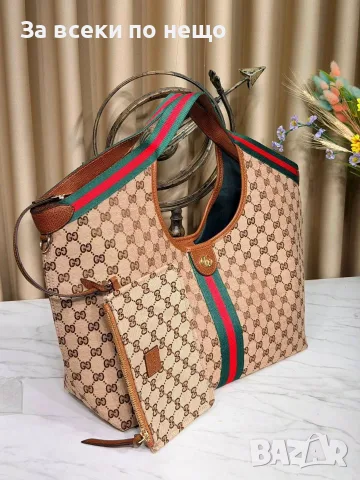 Gucci Луксозна Дамска Чанта С Монограм Зелено-Червена Лента И Несесер - Различни Цветове Код SEM-784, снимка 5 - Чанти - 56121130