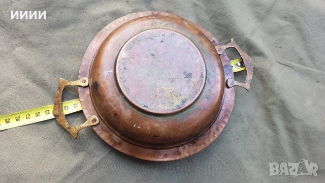 Руска бакърена чиния купа с капак, снимка 5 - Антикварни и старинни предмети - 52063595