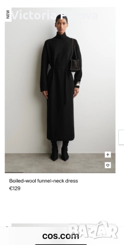 Топла черна рокля 100% вълна  COS Швеция  със speckled ефект, снимка 14 - Рокли - 52426857