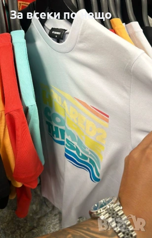 DSQUARED2 Мъжка Бяла Тениска👕Мъжка Блуза С Къс Ръкав В Бял Цвят Дискуаред2 Код MensPoint39, снимка 2 - Тениски - 53716122