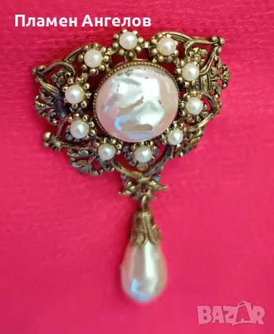 Стара, винтидж брошка със висулка. , снимка 4 - Други - 50153186
