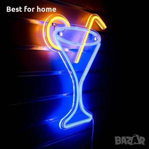 LUCUNSTAR Неонова лампа - коктейл  мартини син LED знак, USB захранван превключвател, снимка 2 - Други стоки за дома - 51563766