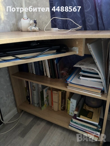 Ъглово бюро дъб сонома с бял гланц, снимка 2 - Бюра - 53822490