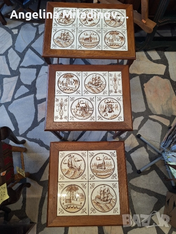 К - т три помощни масички с плочки , снимка 3 - Маси - 52801454