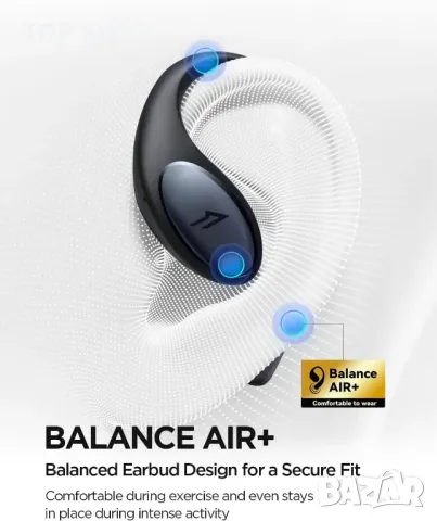 1MORE S51 Слушалки с отворено ухо, ултралек дизайн, сигурно прилягане, Bass More+, IPX5, черни, снимка 3 - Безжични слушалки - 49500265