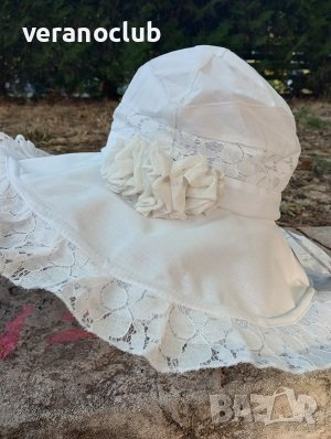 Капела Бяла Лукс Елеганца Памучен плат, снимка 2 - Шапки - 39920012