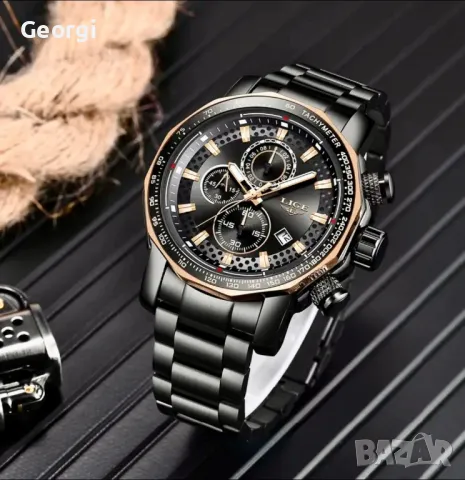 Луксозен, Спортен Мъжки Хронограф LIGE Elegant* Дизайн с награда ”Старо злато”!, снимка 11 - Мъжки - 49621980