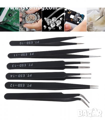 СТОМАНЕНИ ТЕХНИЧЕСКИ ПИНСЕТИ СЪС ЗАОСТРЕН ВРЪХ, АНТИСТАТИЧНИ - код 3006