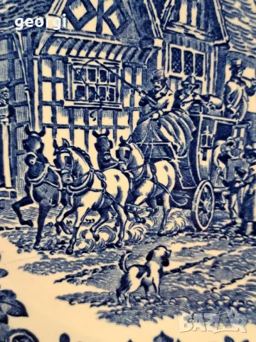 английска порцеланова чиния син порцелан  19/5, снимка 3 - Чинии - 49266630