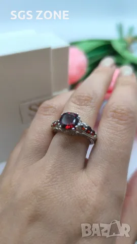 Сребърен Перфектен Кушън Пръстен с Естествени Камъни💎, снимка 8 - Пръстени - 49892576