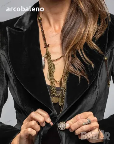 Дамски кадифен ретро блейзър (сако) с едно копче с V-образно деколте, 4цвята , снимка 16 - Сака - 48134999