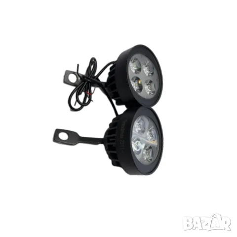 Комплект черни LED фарове за мотоциклет с монтаж към огледалата