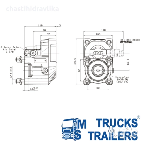 PTO Редуктор 1,8 IVECO – OMFB 00210100174, снимка 2 - Части - 52570793