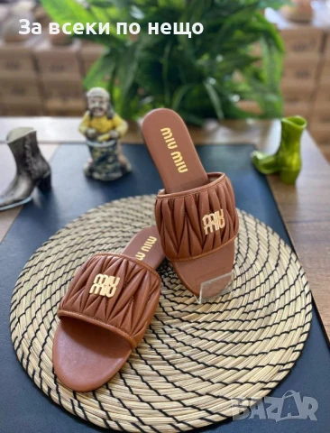 Miu Miu Дамски Чехли Миу Миу - Налични Различни Цветове Код E607, снимка 3 - Чехли - 50957644