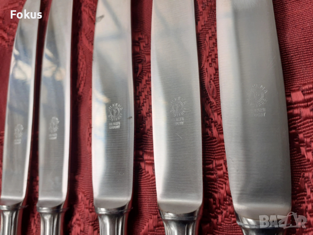 Стари антикварни посребрени ножове Silkema Solingen - 5бр., снимка 4 - Антикварни и старинни предмети - 53738145