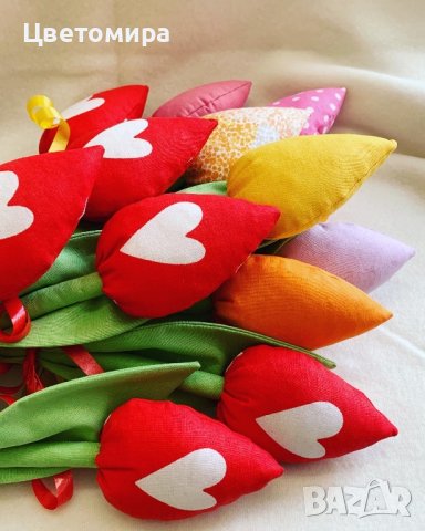 Лалета от плат / Текстилни цветя, снимка 4 - Декорация за дома - 41228247