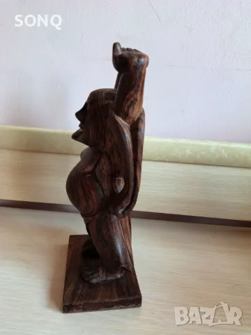 Дървена Скулптура-Смеещия се Буда, снимка 5 - Антикварни и старинни предмети - 49019159