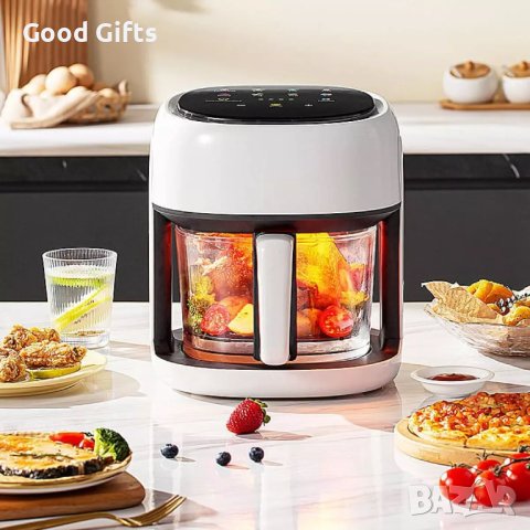 6 литра Air Fryer - Фритюрник с горещ въздух и прозрачна кошница , 2400 W, Тъч скрийн управление, снимка 2 - Фритюрници - 40839655