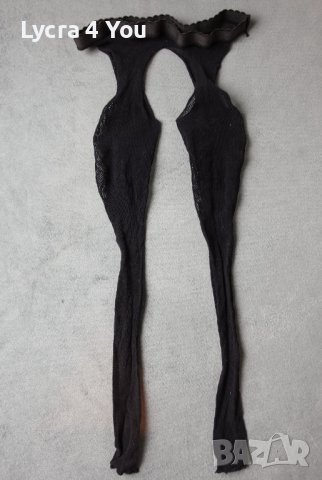 XS/S дамски черен чорапогащник ситна мрежа с отворено дъно, снимка 10 - Бельо - 41937971
