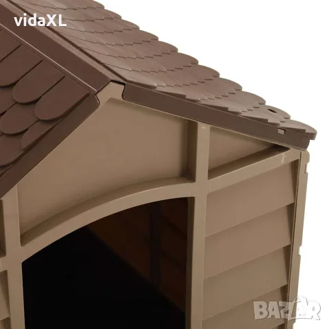 vidaXL Кучешка колиба, кафява, 71x71,5x68 см, РР, снимка 5 - За кучета - 56146628