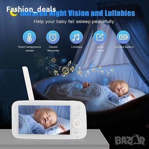 Нов Монитор за Бебе с Панорамна Камера и Двупосочен Звук, снимка 2 - Бебефони - 42549107