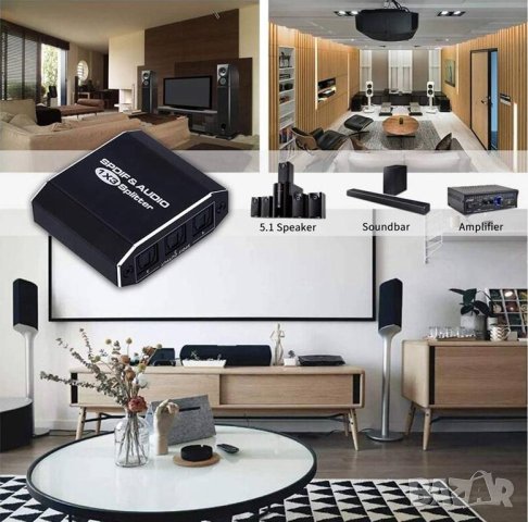 1X3 SPDIF TOSLINK Оптичен Сплитер за Цифрово Оптично Аудио 1х Вход 3х Изхода LPCM 2.0 DTS Dolby-AC3, снимка 8 - Ресийвъри, усилватели, смесителни пултове - 41470037