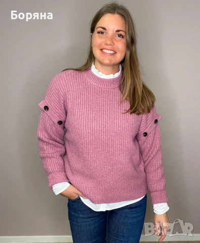 Co’ Couture – тъмно розов пуловер нов с етикет и брошка, снимка 15 - Блузи с дълъг ръкав и пуловери - 53501575