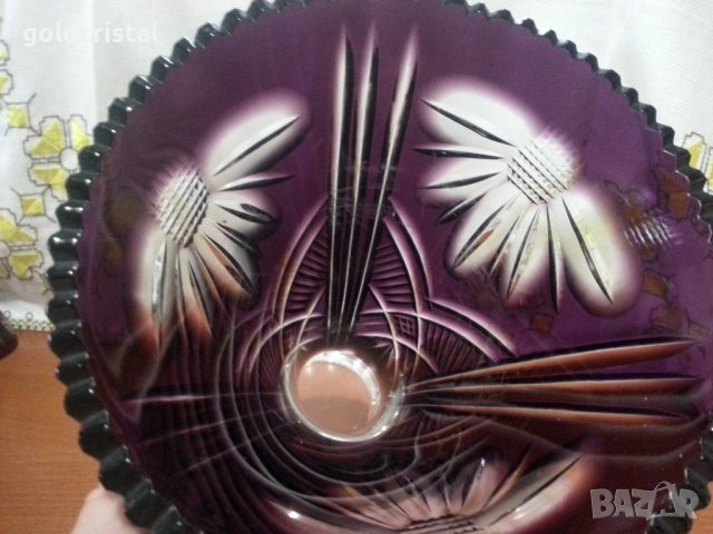 Кристална ваза цветен лилав кристал , снимка 4 - Антикварни и старинни предмети - 41846561