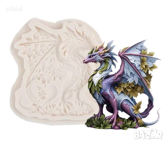 Змей дракон хала чудовище силиконов молд форма фондан шоколад гипс декор, снимка 2 - Форми - 51380492
