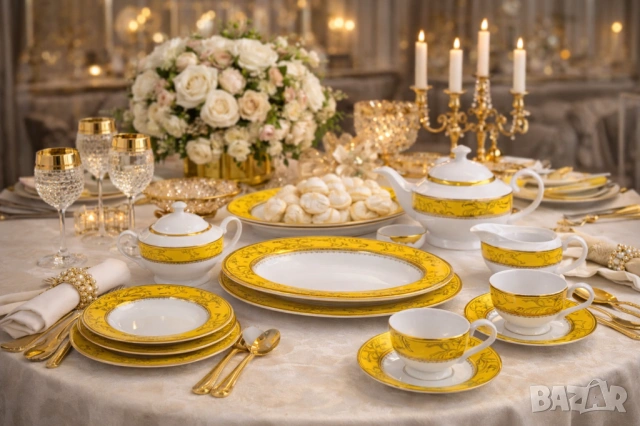 Сервизи за хранене Y o L i S a - лукс, използваеми в миялна машина ! ✨🖤, снимка 2 - Други стоки за дома - 52452822