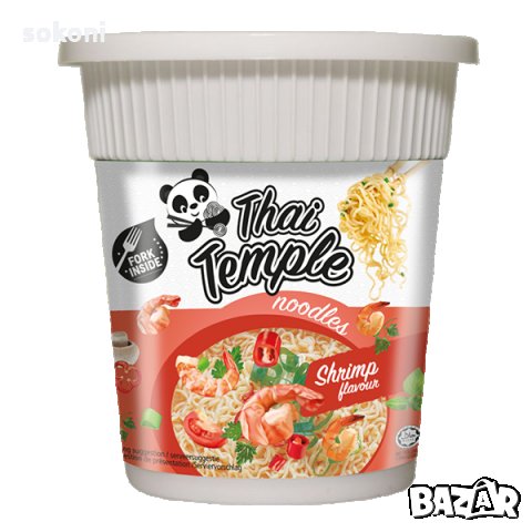 Thai Temple Panda Shrimp Flavour Noodles 60g / Тай Темпъл Нудъли с вкус Скариди 60гр, снимка 1 - Домашни продукти - 35869234