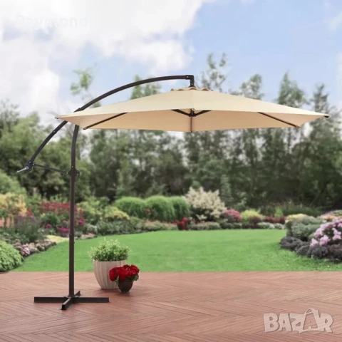 Градински Чадър с Регулируем Ъгъл и UV Защита – Ø300 см, 8 Ребра, снимка 3 - Градински мебели, декорация  - 51206123