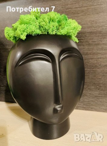 Кашпа лице със скандинавски мъх, снимка 2 - Вази - 41928179