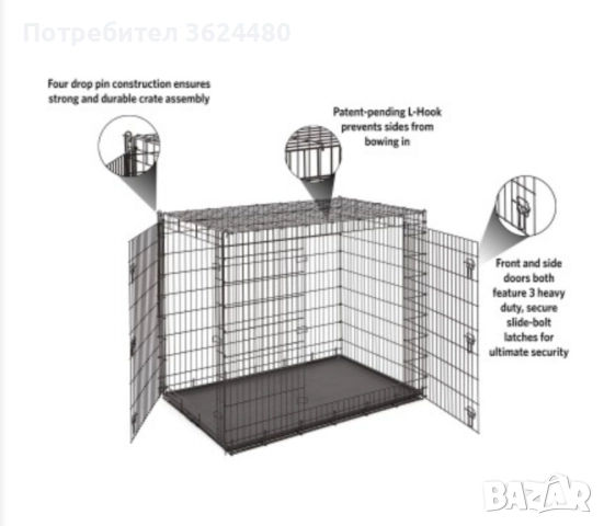 Здрава метална клетка за домашни любимци  4485, снимка 5 - За кучета - 52327998