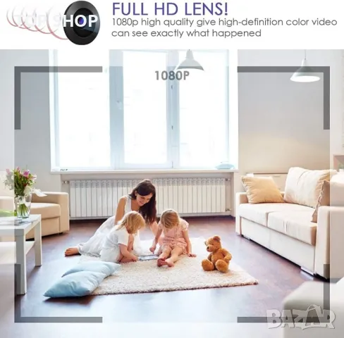 Стенен часовник с Камера HD1080P с детектор на движение