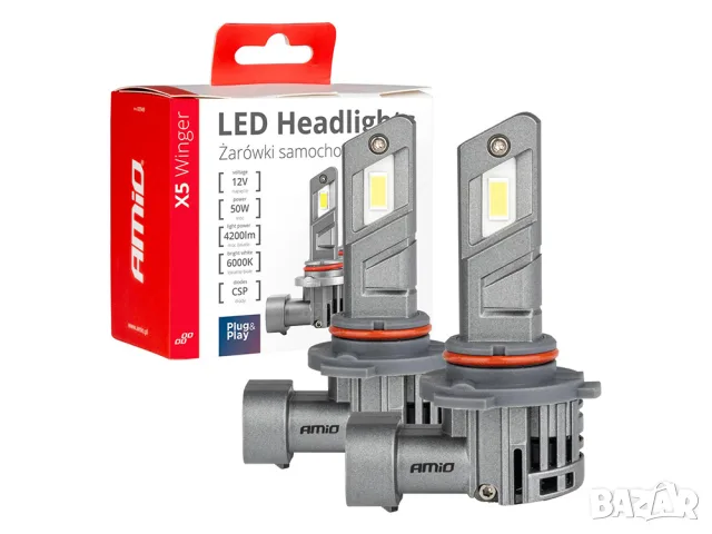 LED крушки AMiO X5 Winger HB3 6000K 50W 11-18V CANBUS