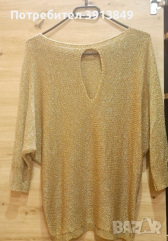 Дамска блуза златист цвят., снимка 3 - Якета - 53659011