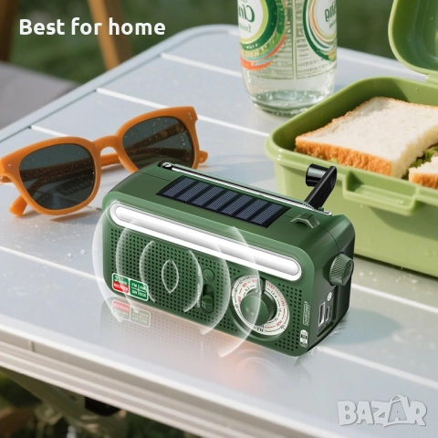 Преносимо радио, водоустойчиво аварийно AM/FM със слънчева лампа за четене, SOS аларма и LED фенерче, снимка 2 - Радиокасетофони, транзистори - 51798169